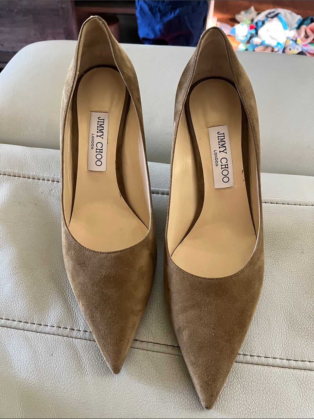 Jimmy Choo Brown Suede Pointed-Toe Pumps